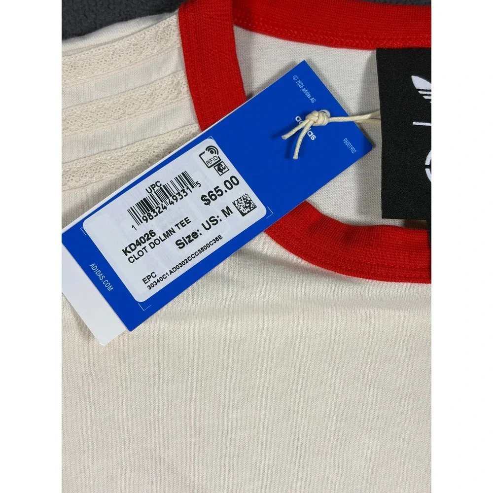 Adidas x Clot Chinese New Year Edison Chen Dolman Ringer Tee Off White Red Men M